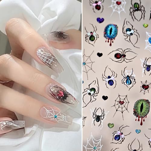 Halloween Spider Nail Stickers - 5D Embossed Spider Web Decals for Nails - Variation Spider-14