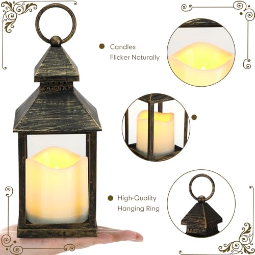 Decorative Lanterns with Flameless Candles - Black, 8 Pack
