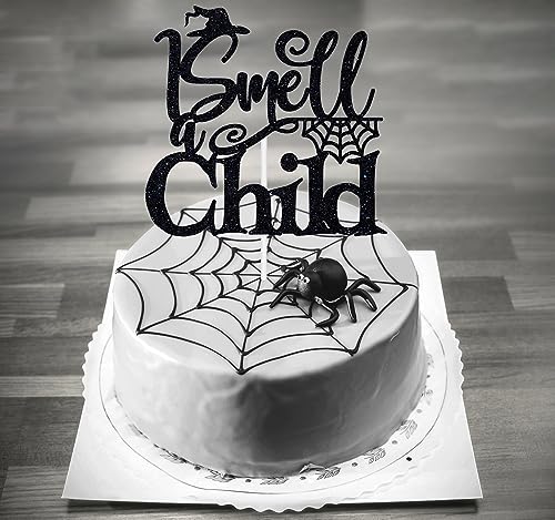 Halloween Cake Topper Black Glitter Spooky Spider Party Decoration