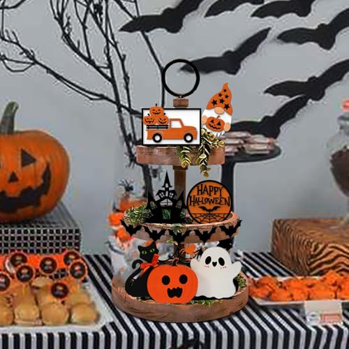 Halloween Wooden Decor Set - Ghost Pumpkin Black Cat Indoor Signs