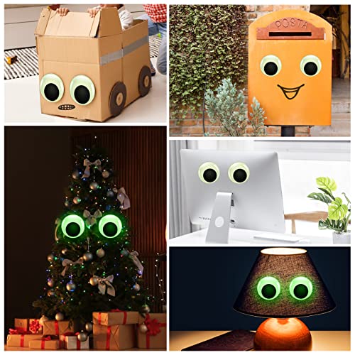 Glow in the Dark Green Luminous Wiggle Eyes 1.6 Inch 8pcs Self-Adhesive Craft Decor
