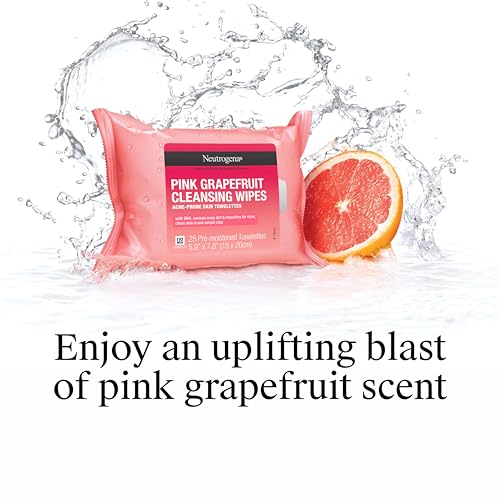 Makeup Remover Wipes with Pink Grapefruit - 50 Count Facial Cleansing Towelettes