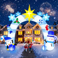 Christmas Blue Snowman Penguin Archway Inflatable - 16FT Winter Holiday Decor with LED Lights - Variation: Blue Snowman Penguin Archway