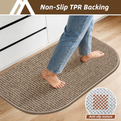 Half Moon Non-Slip Kitchen Sink Mat - Taupe, 17x28 Inches, Washable