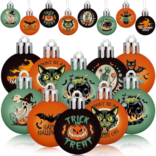 Gothic Halloween Tree Ornaments Set - 40 Spooky Mini Ball Decorations with Variation