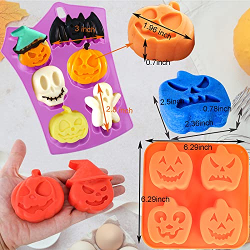 Halloween Silicone Mold 5-Piece Cake and Candy Molds with Ghost Bat Witch Hat