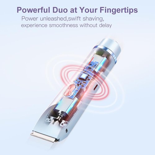 ANFOOS Women's Electric Shaver Bikini Trimmer for Women Razors 2-in-1 Dual Head Design IPX7 Waterproof Wet & Dry Use Body Groomer Hair Trimmer Remover for Facial Underarm Arm Face Leg Bikini (Blue)