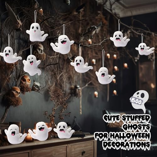Mini Ghost Plush Toys Halloween Ornaments Bulk - Cute Halloween Ghosts, 21 Pcs, Variation: Cute
