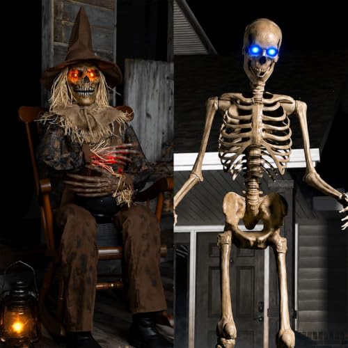 2 Pack RGB Glowing LED Eyes with Remote Timer for Halloween Skeletons & Decorations