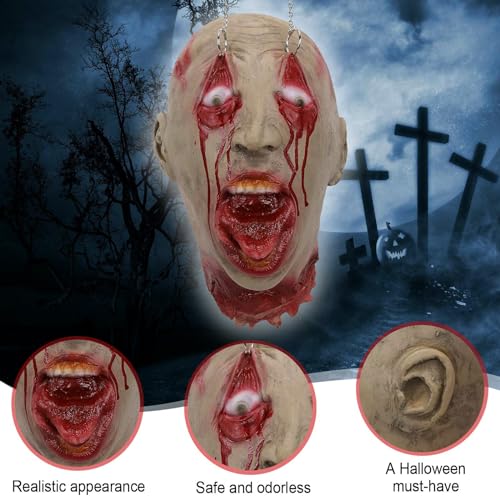 Halloween Zombie Head Decoration - Bloody Severed Head Prop - Variation A
