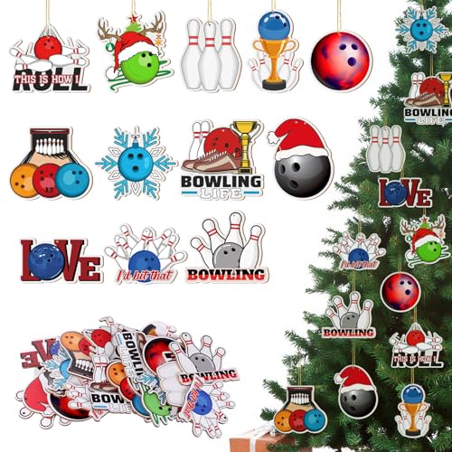 Wooden Bowling Ornaments Christmas Hanging Decor - Bowling Variation