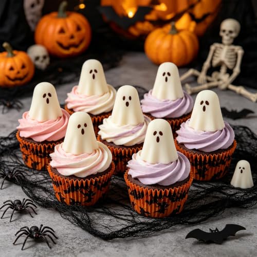 Halloween Ghost Silicone Mold Set - Orange Ghosts for Candy and Baking