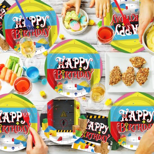 Playful Horror Cartoon Birthday Party Paper Plates Set - 96 Pieces
