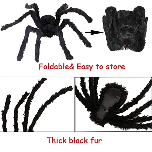 Halloween Hairy Spider Set 4 Pcs Large Realistic Outdoor Decor Props