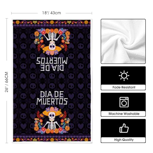 Skeleton Day of The Dead Kitchen Towels Set of 2 18x26 Inch - Stylish & Absorbent