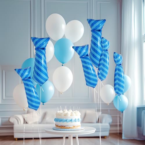 Blue Necktie Balloon Pack - Reusable Foil Balloons for Father's Day & Parties - 6 Pack