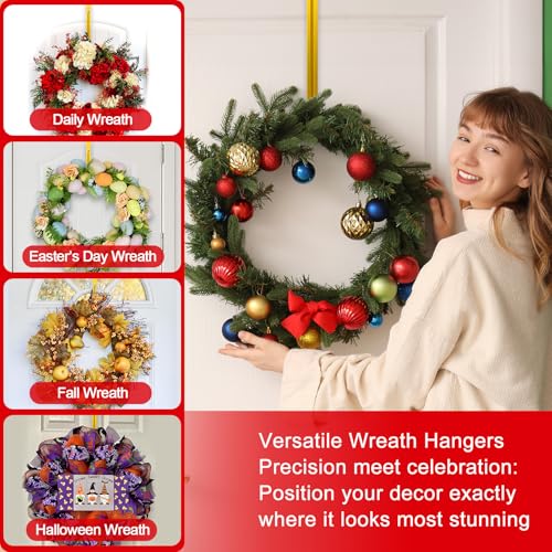 Gold Adjustable Wreath Hanger for Front Door - Over-the-Door Hook, 15-25 Inches