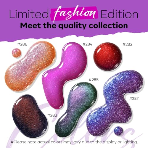 Fall Nail Polish Set - 6 Color Glitter & Shimmer Collection - Night Variation
