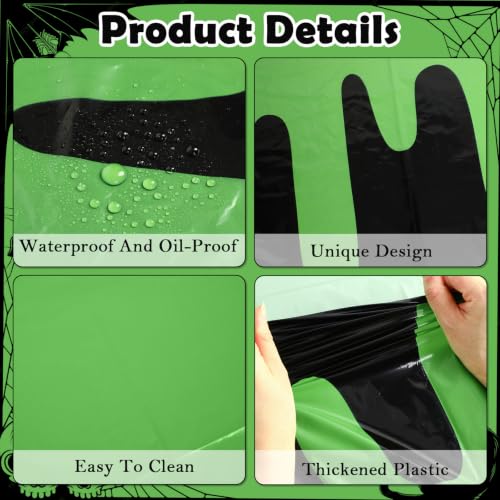 Halloween Tablecloth Set - Black and Green Ghost Disposable Cover, 4 Pack