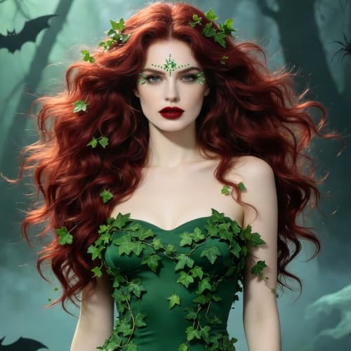 Halloween Green Face Gems Jewels Stickers - Ivy Style, 6 Pcs Face Art Accessories