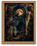 Dark Academia Moon Raven Gothic Canvas Wall Art - 16x12 Inches, Framed Night Scene for Bedroom or Gothic Home Decor