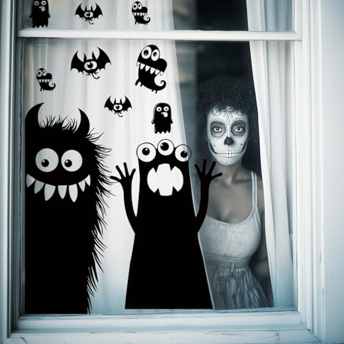 Giant Halloween Window Clings Set - 5 Sheets 29 Pieces Reusable Decor