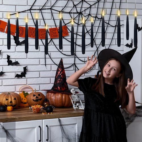 Halloween Floating Candles Set - Black Flameless Wand Decor 22pcs - Variation: 22-Black Floating