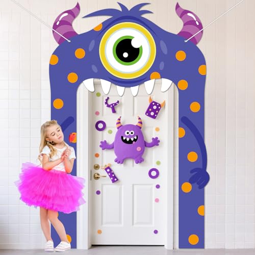 Kids Monster Party Door Banner - Birthday Porch Decoration, 72 Inch