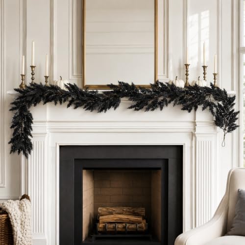 Black Halloween Garland 6FT Artificial Gothic Vine Decor for Haunted House