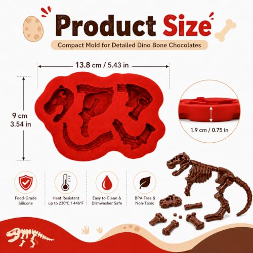 Dinosaur Skeleton Chocolate Molds Silicone Food Grade Nonstick DIY Baking Tool - Variation: Dinosaur