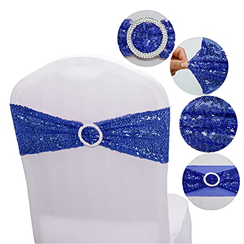 Blue 50 Pack Sequin Chair Sashes for Wedding & Event Decoration