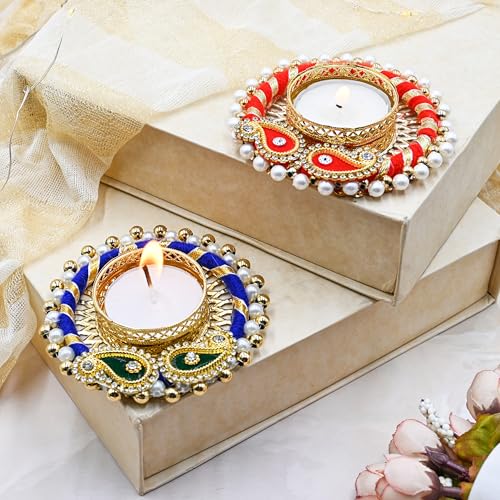 8 Pcs Iron Diwali Tea Light Candle Holders Set - Leaves Design, Religious Festival Decor Variation of THIS listing 8