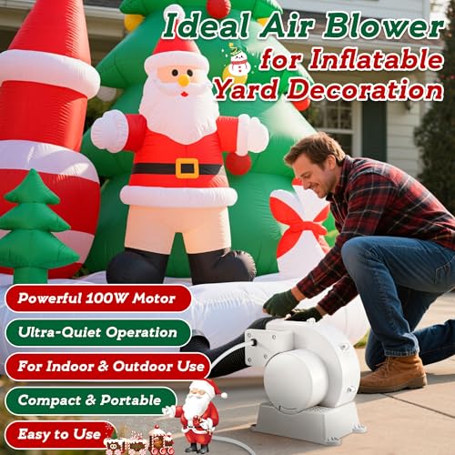 AH-3 100W Air Blower for Inflatable Decorations, Quiet Fan for Yard & Holiday Displays