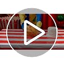 Red and White Striped Tablecloth Roll - 100 Ft Carnival Party Decor