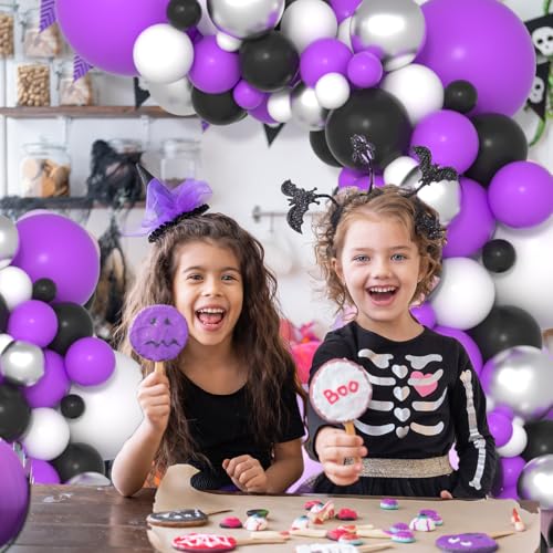 Purple Black White Silver Balloon Arch Garland Kit - Party Decorations Variation