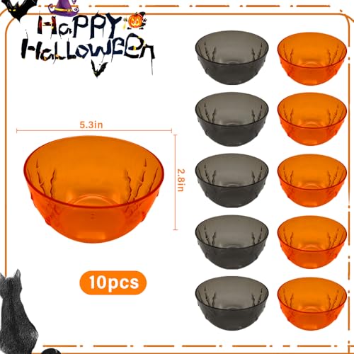 Orange Halloween Skeleton Hand Plastic Trick or Treat Candy Bowls - 10 Pcs