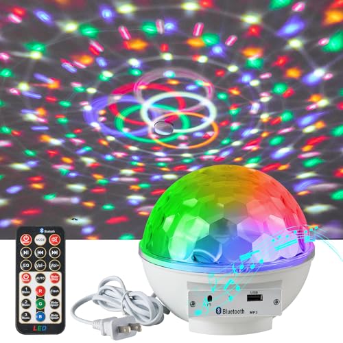 White Disco Ball Lights with Bluetooth Speaker, RGB Sound Activated Party Lighting