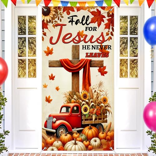 Fall for Jesus Door Banner Christmas Porch Decoration Snowman#11