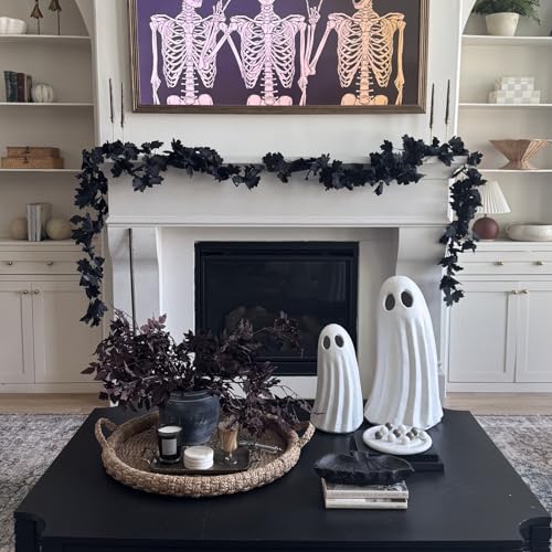 36FT Black Maple Leaf Garland, 6PCS Fall Halloween Thanksgiving Decor