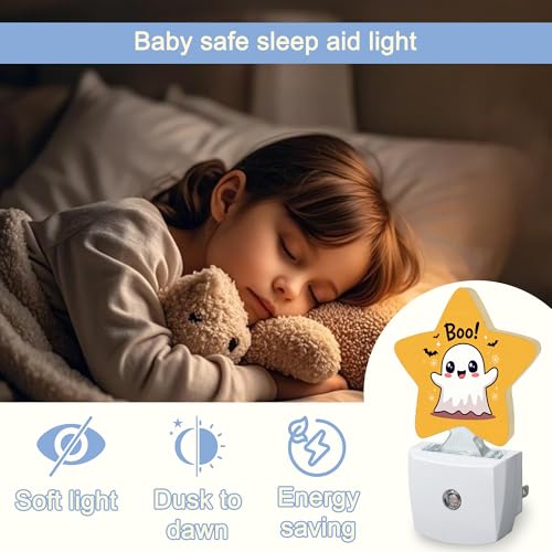 Cute Ghost Halloween Bat Nightlight Plug-in Wall Decor Dusk to Dawn Sensor