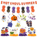 Summer Halloween Party Decorations Set with Banners, Swirls & Honeycomb Centerpieces