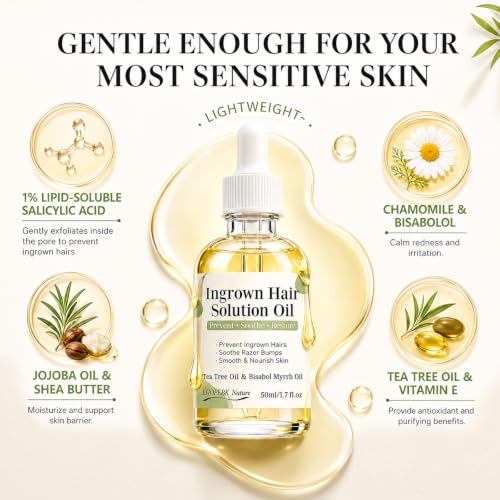 Ingrown Hair Treatment Oil for Sensitive Skin - Prevents Bumps & Razor Irritation