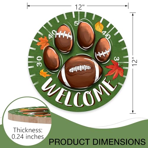 Deroro Fall Welcome Football Sign - Front Door Decor with Paw Variation