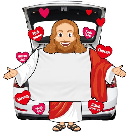 Religious Car Trunk Decorations Kit for Halloween - Jesus Backdrop & Scripture Cards