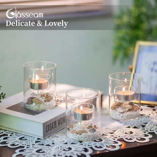 Set of 6 Glass Tealight Candle Holders - Small Hurricane Votive Decor - Variation of THIS listing