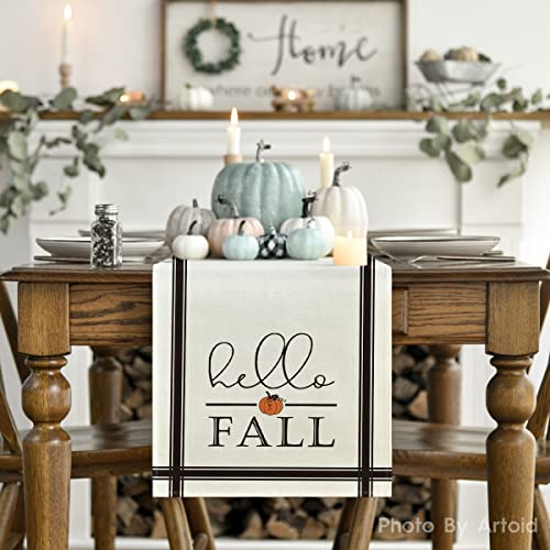13x72 Inch Beige Table Runner - Hello Fall Home Party Decor