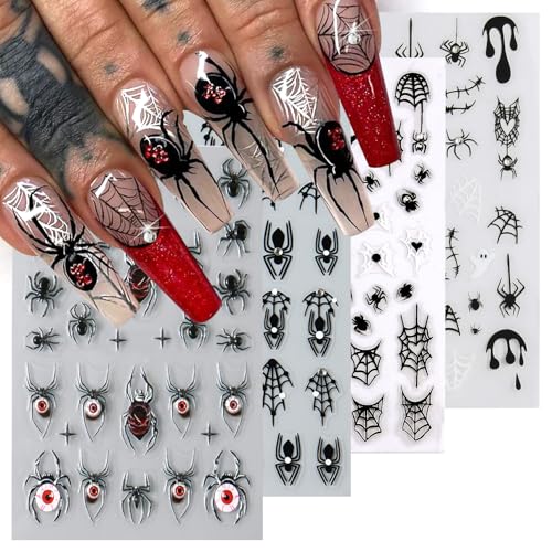 Halloween Nail Stickers 5D Embossed Spider Design Self-Adhesive Set - Variation of THIS listing 9