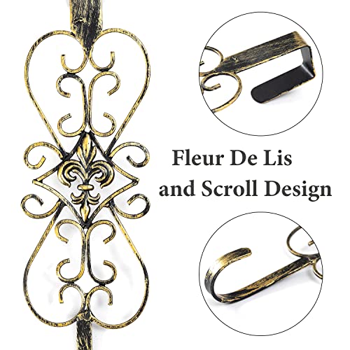 Antique Gold 15-Inch Overdoor Wreath Hanger 2 Pack - Metal Holiday & Home Decor