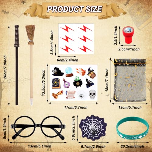 Wizard Party Favors Set with Wands Stickers Notebooks & Accessories - Bulk 96 Pieces