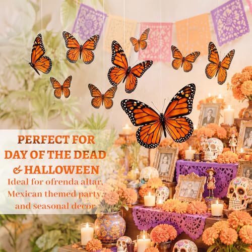 12 Large Monarch Butterfly Hanging Decorations for Parties & Events